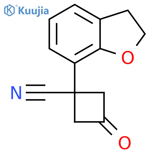 1-(2,3-dihydro-1-benzofuran-7-yl)-3-oxocyclobutane-1-carbonitrile structure