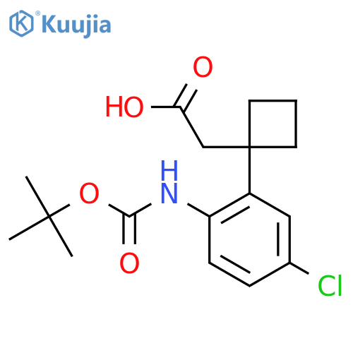 2-1-(2-{(tert-butoxy)carbonylamino}-5-chlorophenyl)cyclobutylacetic acid structure