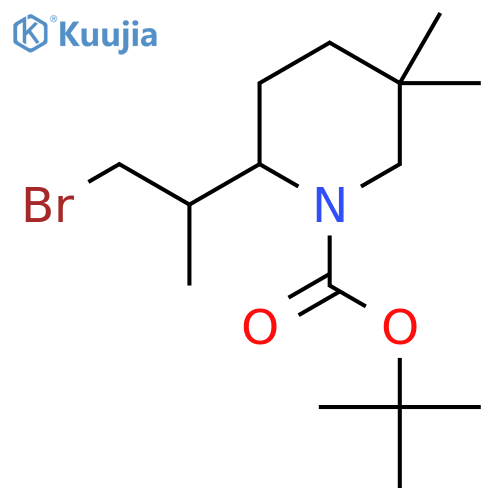tert-butyl 2-(1-bromopropan-2-yl)-5,5-dimethylpiperidine-1-carboxylate structure