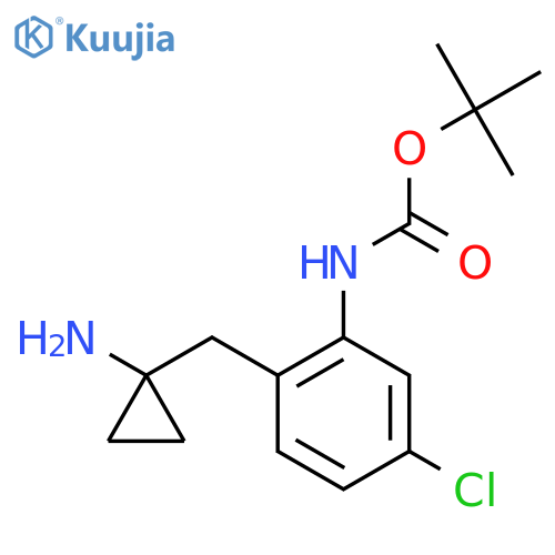 tert-butyl N-{2-(1-aminocyclopropyl)methyl-5-chlorophenyl}carbamate structure