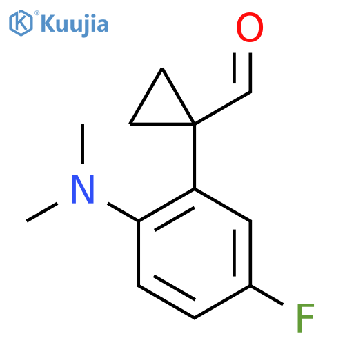 1-2-(dimethylamino)-5-fluorophenylcyclopropane-1-carbaldehyde structure