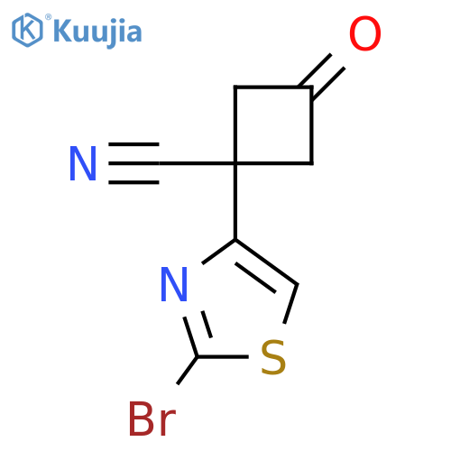 1-(2-bromo-1,3-thiazol-4-yl)-3-oxocyclobutane-1-carbonitrile structure