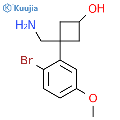 3-(aminomethyl)-3-(2-bromo-5-methoxyphenyl)cyclobutan-1-ol structure