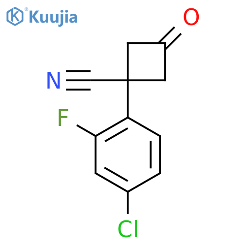 1-(4-chloro-2-fluorophenyl)-3-oxocyclobutane-1-carbonitrile structure