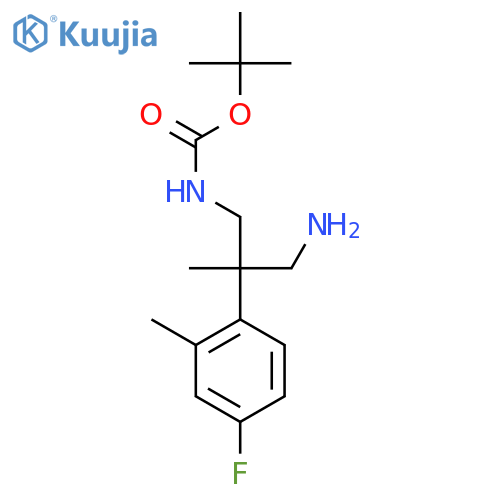 tert-butyl N-3-amino-2-(4-fluoro-2-methylphenyl)-2-methylpropylcarbamate structure