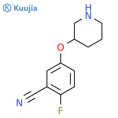 2-fluoro-5-(piperidin-3-yloxy)benzonitrile structure