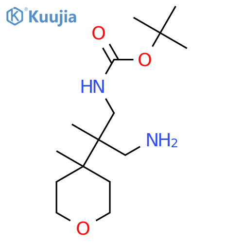 tert-butyl N-3-amino-2-methyl-2-(4-methyloxan-4-yl)propylcarbamate structure