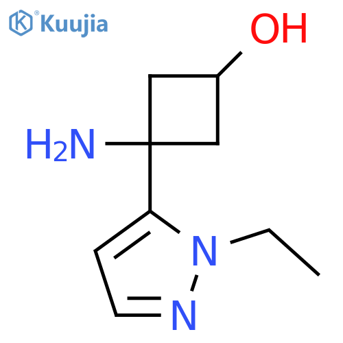 3-amino-3-(1-ethyl-1H-pyrazol-5-yl)cyclobutan-1-ol structure