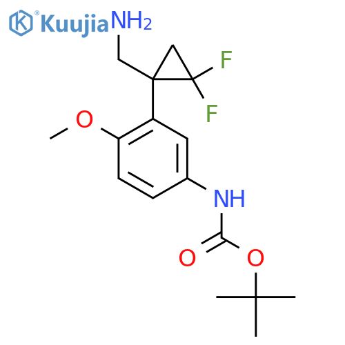 tert-butyl N-{3-1-(aminomethyl)-2,2-difluorocyclopropyl-4-methoxyphenyl}carbamate structure