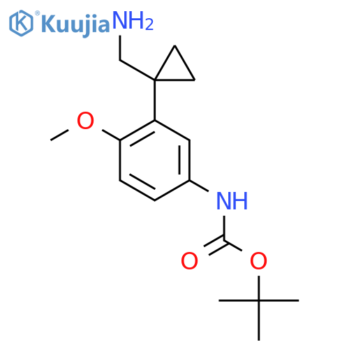 tert-butyl N-{3-1-(aminomethyl)cyclopropyl-4-methoxyphenyl}carbamate structure