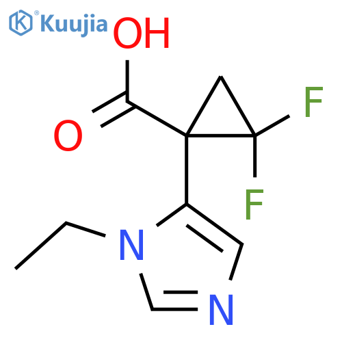 1-(1-ethyl-1H-imidazol-5-yl)-2,2-difluorocyclopropane-1-carboxylic acid structure