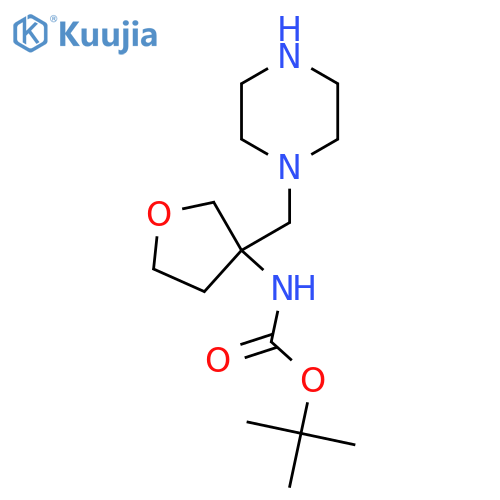 tert-butyl N-{3-(piperazin-1-yl)methyloxolan-3-yl}carbamate structure