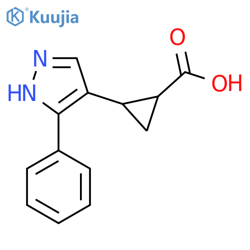 2-(3-phenyl-1H-pyrazol-4-yl)cyclopropane-1-carboxylic acid structure