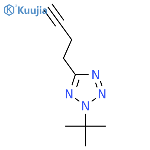 5-(but-3-yn-1-yl)-2-tert-butyl-2H-1,2,3,4-tetrazole structure