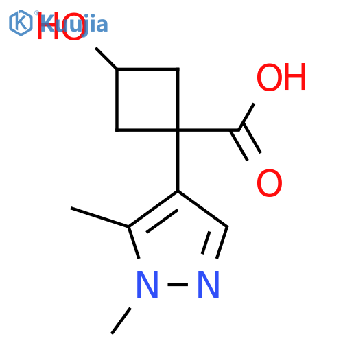 1-(1,5-dimethyl-1H-pyrazol-4-yl)-3-hydroxycyclobutane-1-carboxylic acid structure
