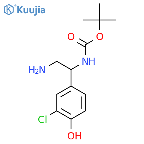 tert-butyl N-2-amino-1-(3-chloro-4-hydroxyphenyl)ethylcarbamate structure