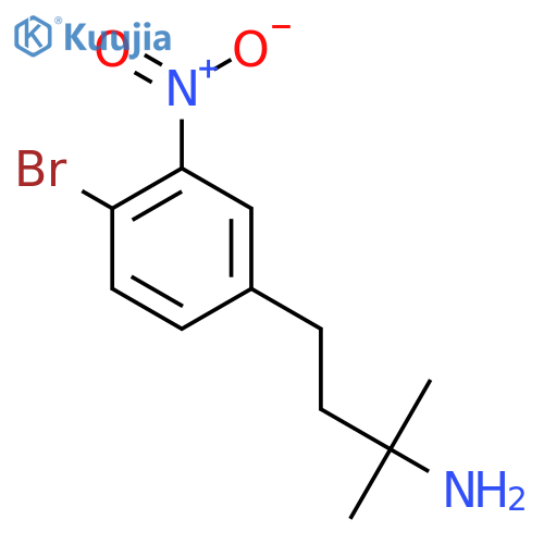 4-(4-bromo-3-nitrophenyl)-2-methylbutan-2-amine structure