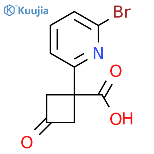 1-(6-bromopyridin-2-yl)-3-oxocyclobutane-1-carboxylic acid structure