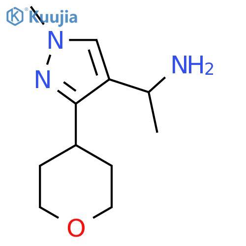 1-1-methyl-3-(oxan-4-yl)-1H-pyrazol-4-ylethan-1-amine structure