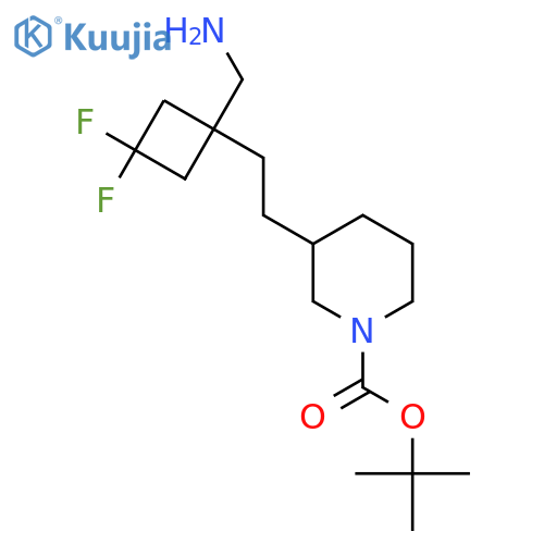 tert-butyl 3-{2-1-(aminomethyl)-3,3-difluorocyclobutylethyl}piperidine-1-carboxylate structure