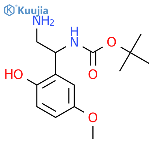 tert-butyl N-2-amino-1-(2-hydroxy-5-methoxyphenyl)ethylcarbamate structure