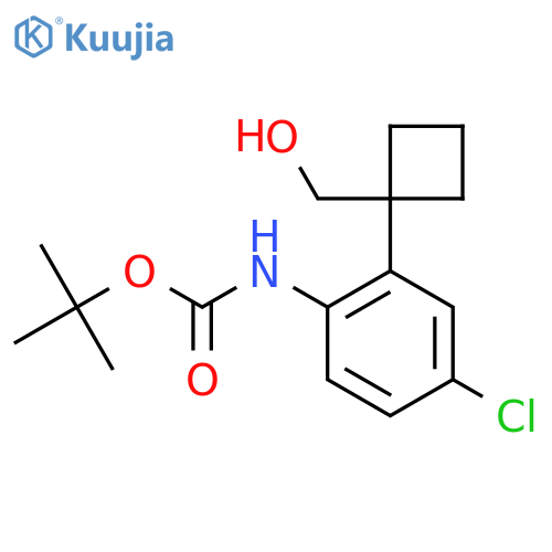 tert-butyl N-{4-chloro-2-1-(hydroxymethyl)cyclobutylphenyl}carbamate structure