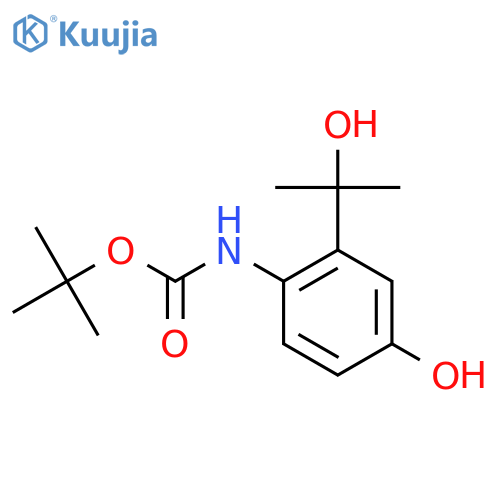 tert-butyl N-4-hydroxy-2-(2-hydroxypropan-2-yl)phenylcarbamate structure