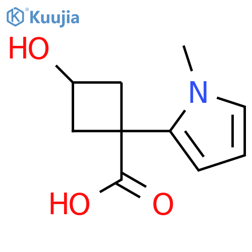 3-hydroxy-1-(1-methyl-1H-pyrrol-2-yl)cyclobutane-1-carboxylic acid structure
