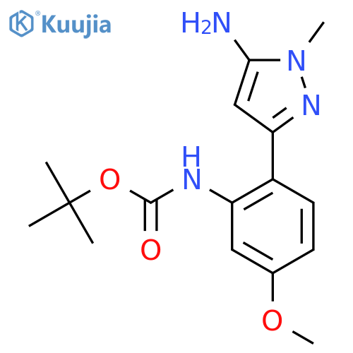 tert-butyl N-2-(5-amino-1-methyl-1H-pyrazol-3-yl)-5-methoxyphenylcarbamate structure