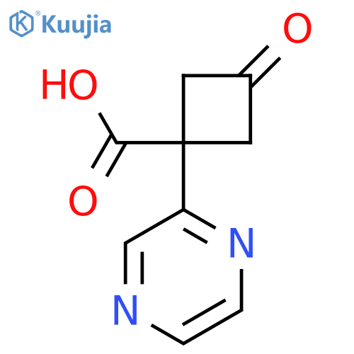 3-oxo-1-(pyrazin-2-yl)cyclobutane-1-carboxylic acid structure