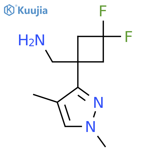 1-(1,4-dimethyl-1H-pyrazol-3-yl)-3,3-difluorocyclobutylmethanamine structure