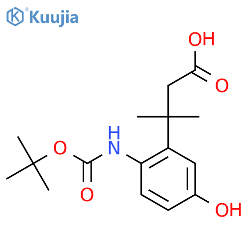 3-(2-{(tert-butoxy)carbonylamino}-5-hydroxyphenyl)-3-methylbutanoic acid structure