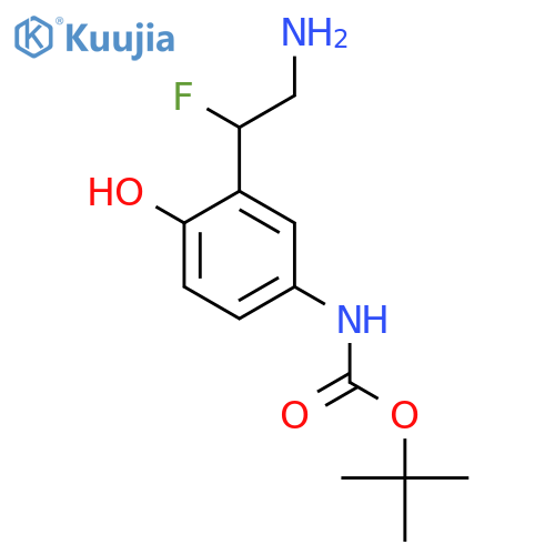 tert-butyl N-3-(2-amino-1-fluoroethyl)-4-hydroxyphenylcarbamate structure