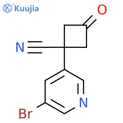 1-(5-bromopyridin-3-yl)-3-oxocyclobutane-1-carbonitrile structure