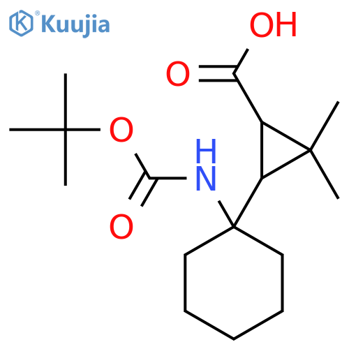 3-(1-{(tert-butoxy)carbonylamino}cyclohexyl)-2,2-dimethylcyclopropane-1-carboxylic acid structure