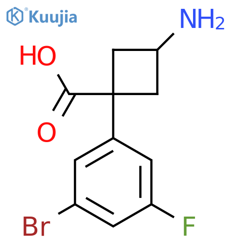 3-amino-1-(3-bromo-5-fluorophenyl)cyclobutane-1-carboxylic acid structure