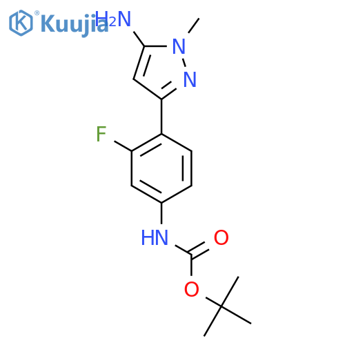 tert-butyl N-4-(5-amino-1-methyl-1H-pyrazol-3-yl)-3-fluorophenylcarbamate structure