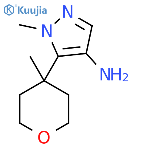 1-methyl-5-(4-methyloxan-4-yl)-1H-pyrazol-4-amine structure