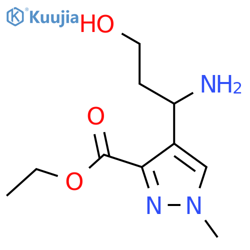ethyl 4-(1-amino-3-hydroxypropyl)-1-methyl-1H-pyrazole-3-carboxylate structure