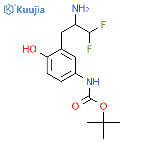 tert-butyl N-3-(2-amino-3,3-difluoropropyl)-4-hydroxyphenylcarbamate structure