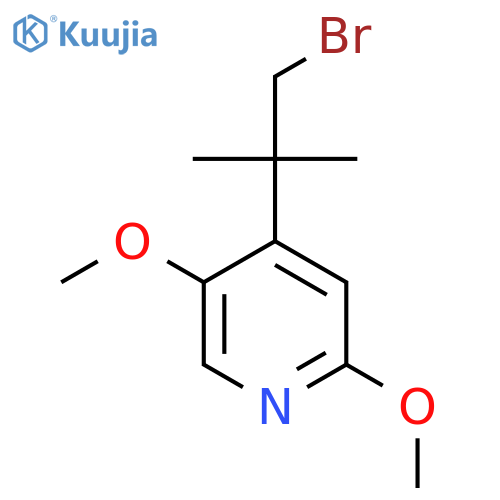 4-(1-bromo-2-methylpropan-2-yl)-2,5-dimethoxypyridine structure