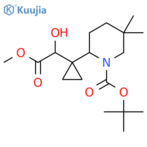 tert-butyl 2-1-(1-hydroxy-2-methoxy-2-oxoethyl)cyclopropyl-5,5-dimethylpiperidine-1-carboxylate structure