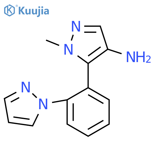 1-methyl-5-2-(1H-pyrazol-1-yl)phenyl-1H-pyrazol-4-amine structure