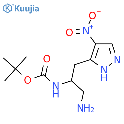 tert-butyl N-1-amino-3-(4-nitro-1H-pyrazol-3-yl)propan-2-ylcarbamate structure