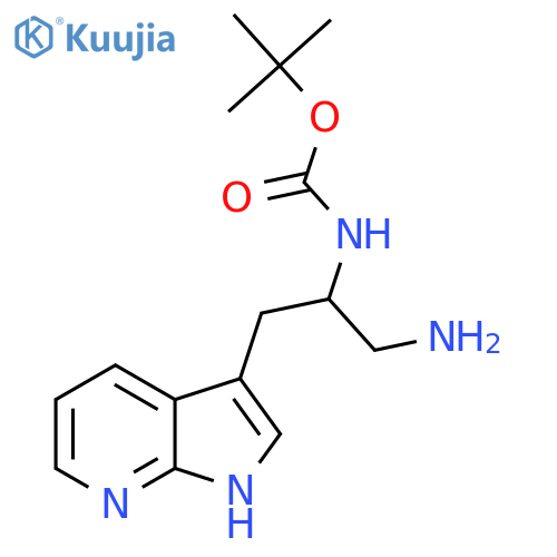 tert-butyl N-(1-amino-3-{1H-pyrrolo2,3-bpyridin-3-yl}propan-2-yl)carbamate structure