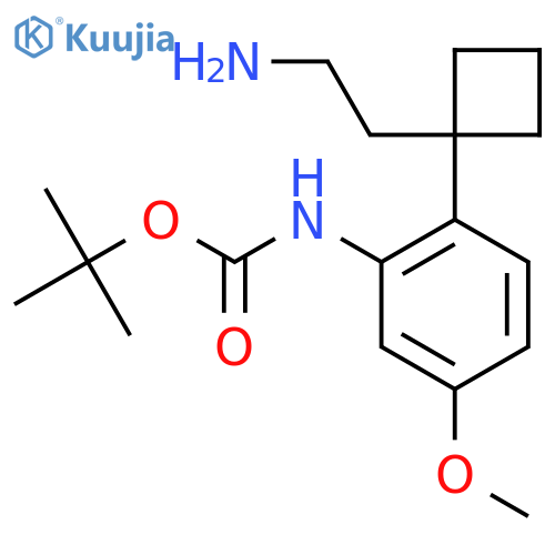 tert-butyl N-{2-1-(2-aminoethyl)cyclobutyl-5-methoxyphenyl}carbamate structure