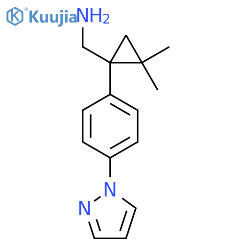 {2,2-dimethyl-1-4-(1H-pyrazol-1-yl)phenylcyclopropyl}methanamine structure
