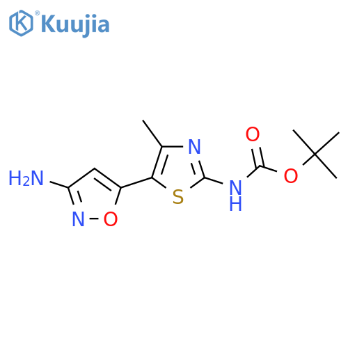 tert-butyl N-5-(3-amino-1,2-oxazol-5-yl)-4-methyl-1,3-thiazol-2-ylcarbamate structure