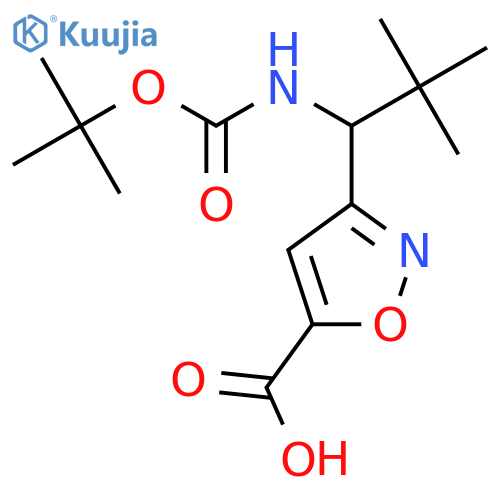 3-(1-{(tert-butoxy)carbonylamino}-2,2-dimethylpropyl)-1,2-oxazole-5-carboxylic acid structure