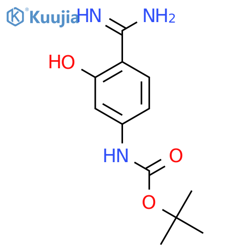 tert-butyl N-(4-carbamimidoyl-3-hydroxyphenyl)carbamate structure